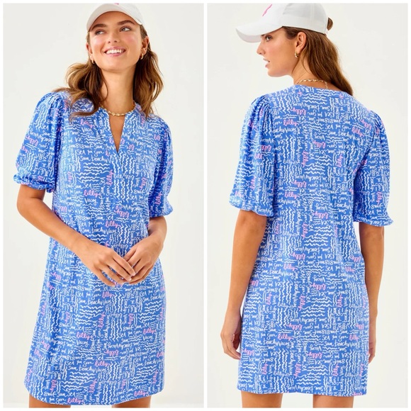 Lilly Pulitzer Dresses & Skirts - NWT Lilly Pulitzer Colson Dress 100% Cotton Sunwashed Blue Seacrets Size L